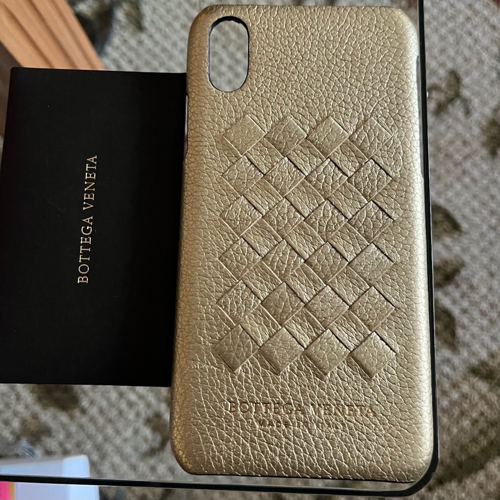 Luxury phone case Bottega Veneta Intrecciato gold IPhone X case 100% leather
